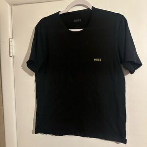 BOSS Men's Black Tee with Yellow Logo
